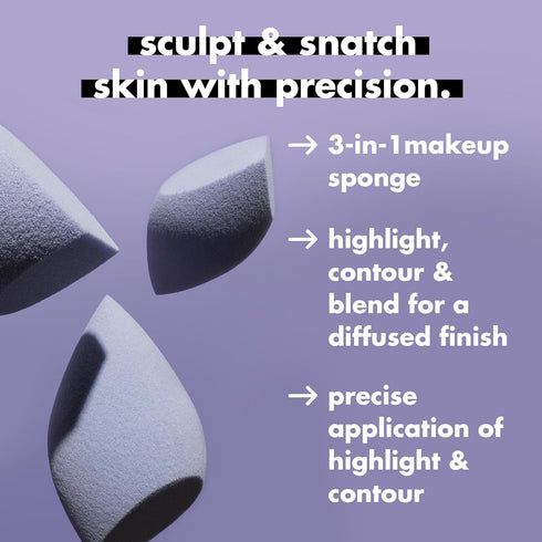 e.l.f. Precision Sculpting Sponge, 3-in-1 Sponge For Contouring & Blending To A Smooth Finish, Great For Cream & Powder Formulas, Vegan & Cruelty-...