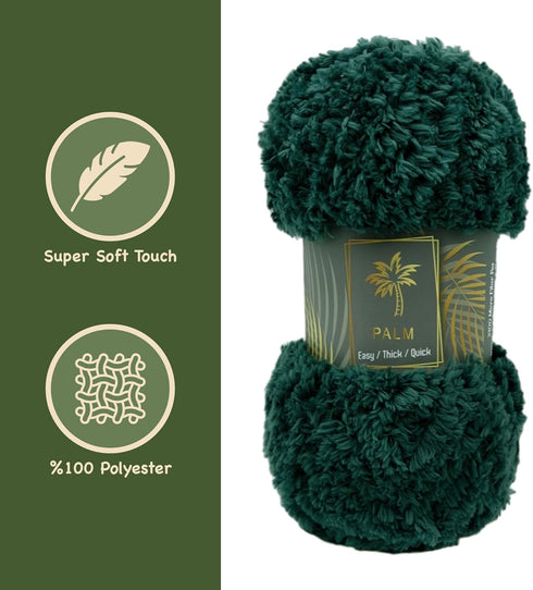 Palm 2 Skeins Super Soft Fur Yarn Chunky Fluffy Faux Fur Yarn Eyelash Yarn for Crochet Knitting Total Length 2 x 65m (2 x 71 yds, 100g x 2) Chunky...