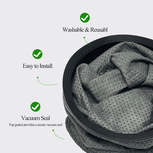 Smilefil Round Reusable Micro Cloth Filter Bags 10QT Vacuum Bags Compatible with ProTeam Part # 100565 - Fits ProTeam Coachvac, Super CoachVac, Me...