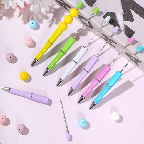 30Pcs Beadable Pens Plastic Bead Pen Black Ink Ballpoint Pens Diy Pens Cute Cool Pens for Teacher Bridal Women Men Graduation Gift Office Supplies...