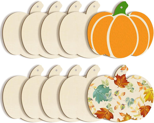 Large Size 7inch Wooden Halloween Thanksgiving Ornaments to Paint, DIY Blank Unfinished Pumpkin Wood Discs Ornament for Crafts Hanging Autumn Deco...