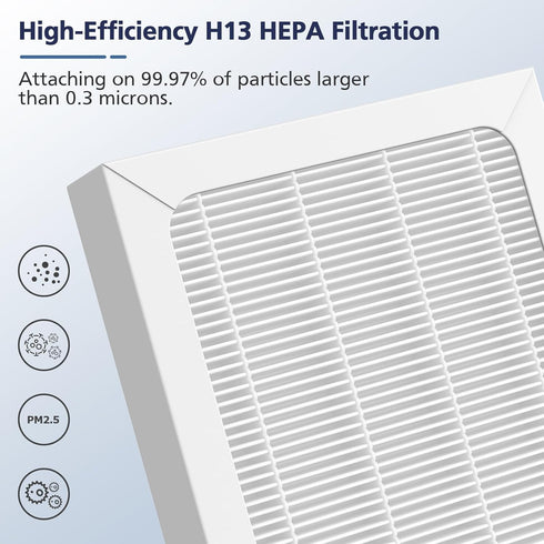 2 Pack Upgraded 3-in-1 True HEPA Filter Compatible with Hamilton Beach 04383 Purifier 04384 04386A 04385 H13 True HEPA and Activated Carbon, Repla...