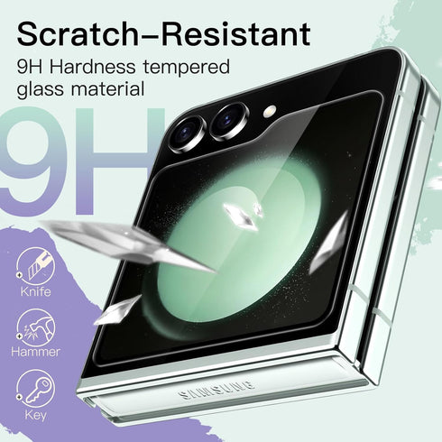 JETech Front Screen Protector for Samsung Galaxy Z Flip 5, 9H Tempered Glass Film, Anti-Scratch, HD Clear, 3-Pack...