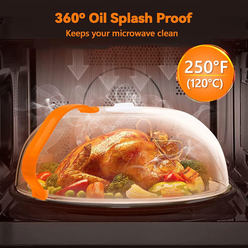 Microwave Cover for Food Splatter, Microwave Splatter Cover BPA Free, Microwave Plate Cover Guard Lid with Handle, Microwave Food Cover Steam Vent...