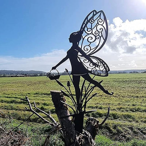 Metal Fairy Fairy Yard Art Garden Yard Art Metal Yard Silhouette Silhouette Fairies Null Lawn Ornament Hanging Wall Sculpture Home Decorations(18,...