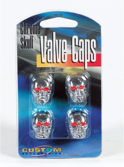 Custom Accessories 16220 Chrome Skull Style Valve Cap -, Pack of 4...