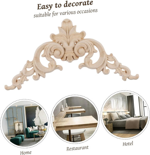 Garneck 4PCS Wood Carved Corner Onlay Applique Frame Unpainted Furniture Corner Applique Supplies Wall Cabinet Decor...