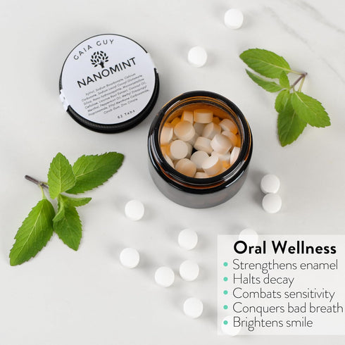 Gaia Guy | NanoMint Fluoride Free Toothpaste | Nano Hydroxyapatite Remineralizing Toothpaste Tablets - Nano Hydroxyapatite (nHA), Plastic Free, Ec...