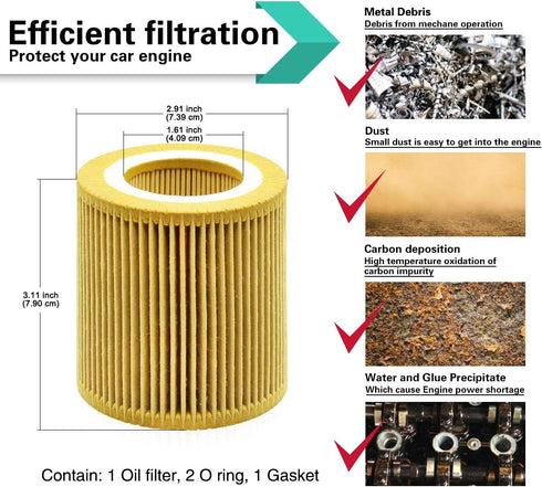 Oil Filter Fits for BMW X6 X5 128i 135i 325i 330i 335i 328xi X1 X3 X4 Z4 Metal Free Filter HU816X E60 E70 E90 | Part No. 11427541827 11427953129...