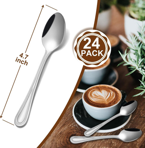 24 PCS 4.7” Demitasse Espresso Spoons set, Coffee Spoons for Coffee Bar, Stainless Steel Small Spoons for Dessert, Mirror Polished Tea Spoons for ...