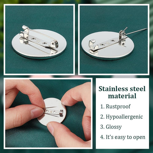UNICRAFTALE 16 Sets 30mm Blank Dome Brooch Making Kit 304 Stainless Steel Brooch Base Settings Flat Round Brooch Pin with Glass Cabochons for Badg...