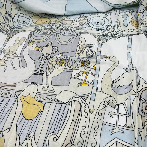 HGHG New Carousel Swaddles Soft Baby Muslin Swaddle Blanket (carousel blue)...