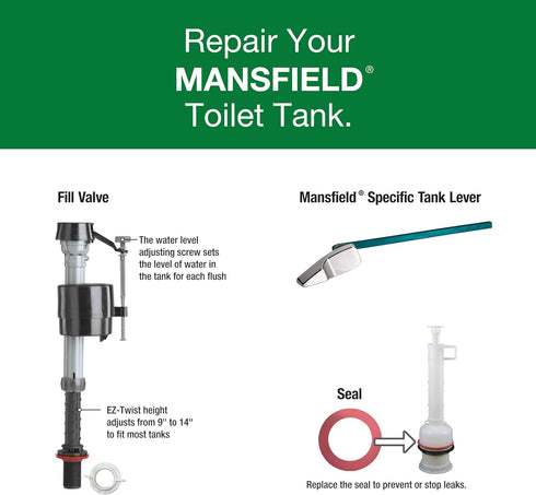Fluidmaster K-400A-023 Mansfield Toilet Fill Valve and Flush Valve Seal Repair Kit Multicolor...
