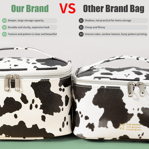 Makeup Bag Set Cosmetic Bag 3 Pieces Small Makeup Bags for Women with Cow Animal Milk Mini Cute style Travel Pouch Bags...