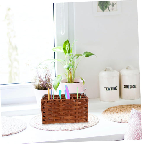 Cutlery Storage Basket Rattan Cutlery Tray Table Trays Flatware Organizer Countertop Utensil Holder for Kitchen Counter Silverware Makeup Organise...
