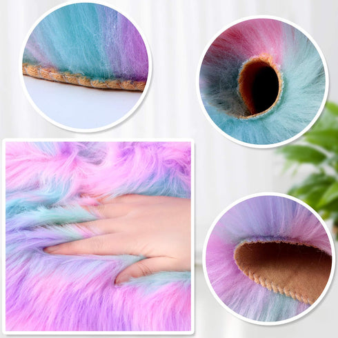 Mudder 2 Pieces Heart Shaped Rug Faux Room Fluffy Carpet Heart Shaped Door Mat for Room Bedroom, 12 x 16 Inch(Pink, Purple, Green)...