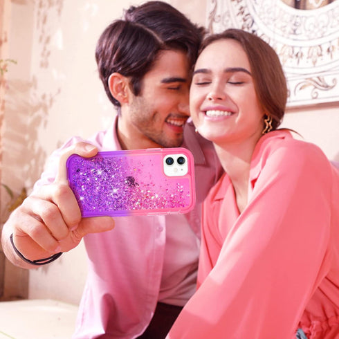 Ruky for iPhone 11 Glitter Case with Built-in Screen Protector, Full Body Rugged Liquid Cover with Built-in Screen Protector Shockproof Protective...