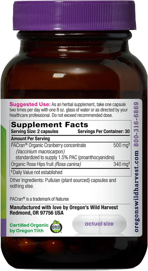 Oregon's Wild Harvest Non-GMO Gluten-free Cranberry, Organic Herbal Supplements, 60 Count...