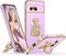 Silverback for Pixel 8 Case with Stand, Phone Case with Ring & Mirror Kickstand, Women Girls Bling Luxury Cover for Google Pixel 8, Purple...