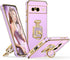 Silverback for Pixel 8 Case with Stand, Phone Case with Ring & Mirror Kickstand, Women Girls Bling Luxury Cover for Google Pixel 8, Purple...