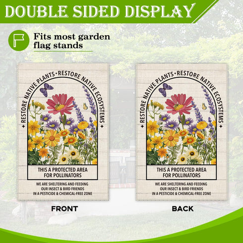 Restore Native Plants Welcome Garden Flag, 12 x 18 Inch Double Sided Holiday Yard Outdoor Farmhouse Lawn Decor Flag, Funny Gardening Yard Flag Gif...