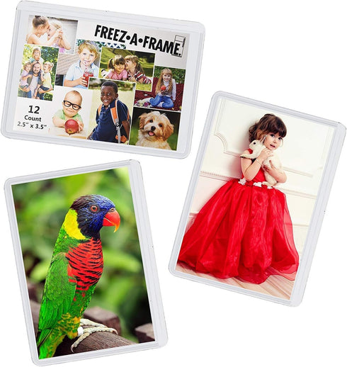 20 Pack 2.5 X 3.5" Magnetic Picture Frames for 2 1/2 X 3 1/2 Inch Photo Slam Proof Plastic Refrigerator Insert Holder Sleeve Pocket by Freeze-a-fr...