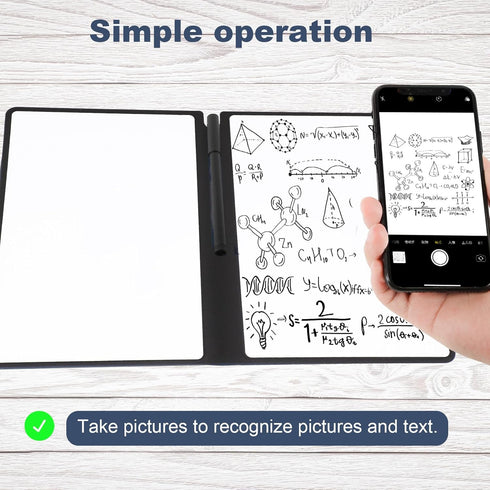 Reusable Dry Erase Notebook, 9.4x6.5 Inch Portable A5 Dry Erase Notebook Erasable Notebook White Board Dry Erase for Office Business Home (Deep Bl...