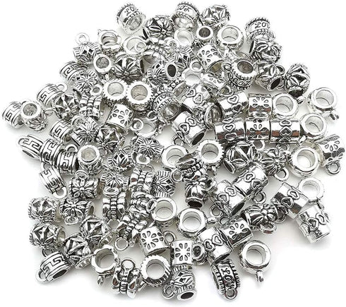 WOCRAFT 100 pcs Clasp Bail beads Charms,Bail Tube Beads, Loose Spacer Bead,Bead Hanger Charm for Jewelry Making DIY Necklace Bracelet...