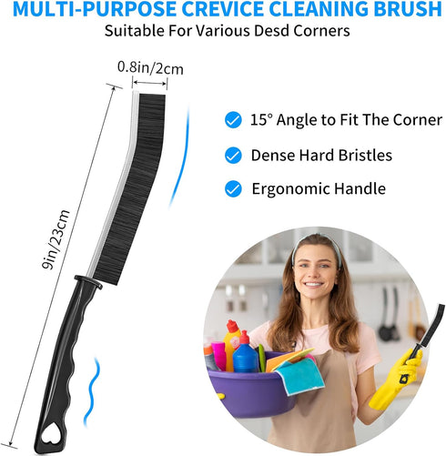 4TH Multi-Purpose Hard Bristle Crevice Cleaning Brush -Deep Reach Gap Cleaning Tool for Household Use -Versatile, Durable, Thin Brush to Clean Tig...