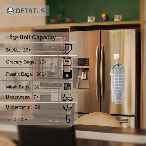 SYIPO Plastic Bag Holder, Wall Mount Organizer, Shopping Bags Carrier, Washable Large Grocery Storage Dispenser for Home Kitchen Travelling, Free ...