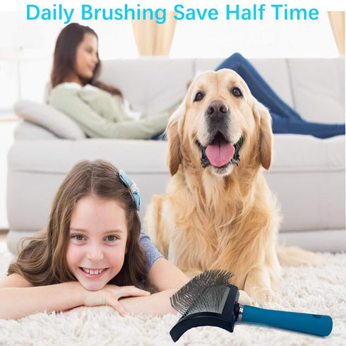 Dog Slicker Brush for Goldendoodle, Labradoodle & All Doodle Mix, Long Pin Dog Brush for Long Haired Dogs, Tailored for Poodles & Doodles, Golden ...