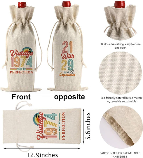 PKW 50th Birthday Decorations for Women Her, 50th Birthday Wine Bag, Funny 50th Birthday Gifts for Women Wine Bag, Wine Bag 50th Birthday Gifts, 5...