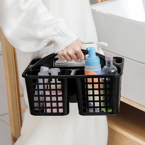 JiatuA Portable Shower Caddy Basket with Compartments Cleaning Supplies Organizer with Handle Plastic Storage Divided Tool Bin for Bathroom, Bedro...