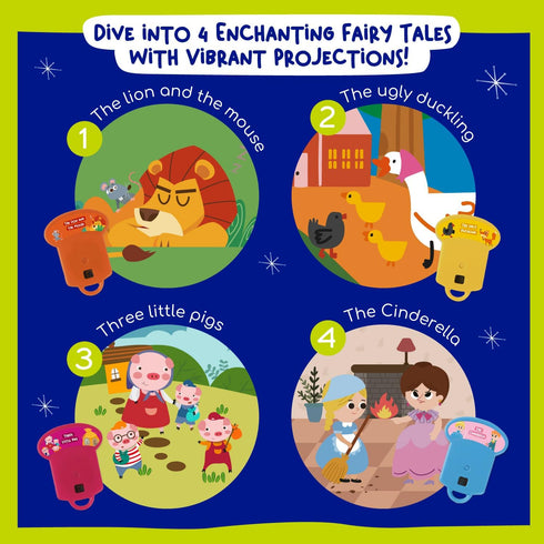 Nene Toys Fairy Tales Interactive Book with Projector Flashlight & Shadow Puppets for Kids 3+ Years - Enchanting Stories & Theatrical Playset - 5 ...
