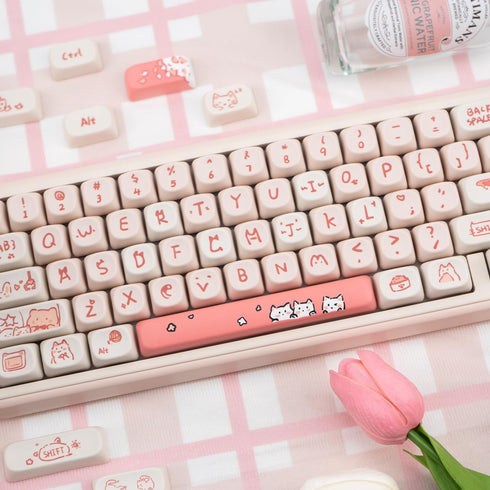 PBT Keycaps, 139 Keys Keycaps 75 Percent, Cute MOA Keycaps Cute Dye-Sublimation, Custom Keycaps Set for 61/64/68/84/87/100/104/108 Cherry MX Mecha...