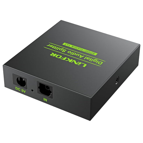 LiNKFOR Digital Optical Audio 1x3 Splitter Digital SPDIF Toslink Optical Fiber Audio Splitter 1 in 3 Out Aluminum Alloy with Optical Cable Support...