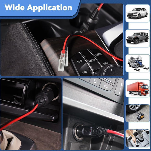 Car Cigarette Lighter Male Plug Adapter with LED Light 12V 15A Fuse Replacement Cigar Lighter Power Plug 16AWG Extension Cord Universal (2 Pack)...