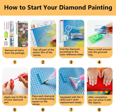 TISHIRON Diamond Art Painting Kits for Adults Floral Arts and Crafts for Beginners Flowers Leaves DIY Full Drill Diamond Art Kits Crystal Painting...