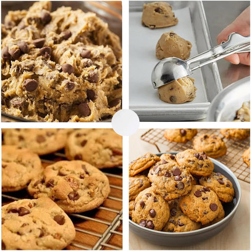 Ice Cream Scoop, 3Pcs Cookie Scoop Set, Stainless Steel Ice Cream Scooper with Trigger Release, Large/Medium/Small Cookie Scooper for Baking, Cook...