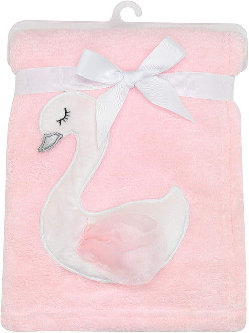 Bedtime Originals Blossom Pink/White Swan Coral Fleece Baby Blanket...