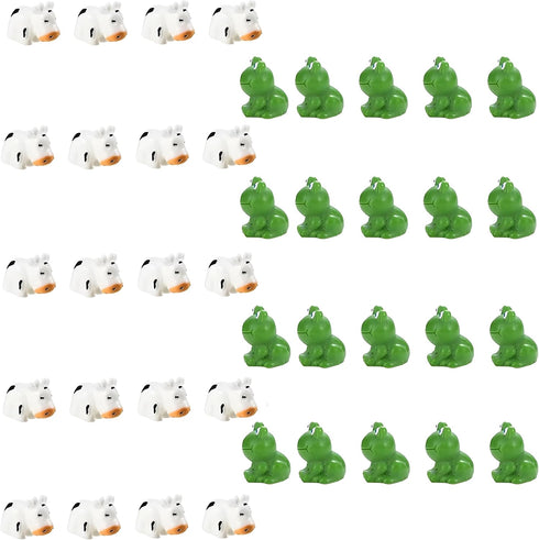 (40PCS) 20 Pcs Mini Cow 20 Pcs Mini Green Frog Mini Garden Decor Figurines Mini Resin Cow Miniature Animals Figurines Fairy Garden Miniature Moss ...