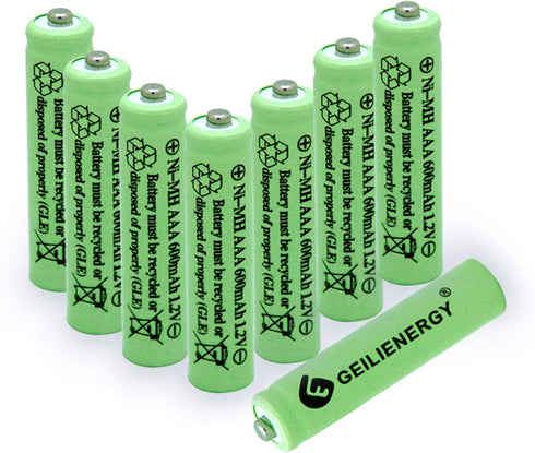 GEILIENERGY Solar Light Batteries AAA Triple A NIMH 600mAh 1.2V Rechargeable for Garden Lights Remotes Mice (Pack of 8)...