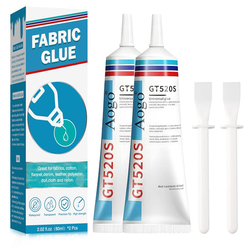 Fabric Glue 2 Pieces 60ml Suitable for All Fabrics Cotton Linen Denim Leather Polyester Doll Repair Fabric Glue Permanent Clear Washable Fabric Li...