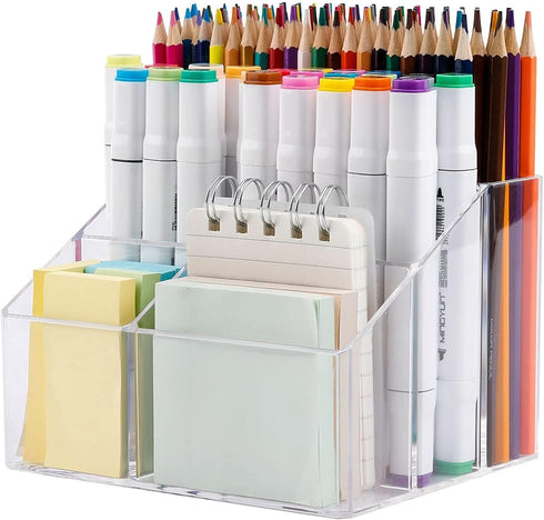 Yesesion Clear Pen Holder, Pen Organizer for Desk, Pencil Cup for Home Office, School Supplies, Art Stationery, Desktop Storage and Accessorizes f...