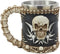 Ebros Evil Grinning Tribal Skull Mug Beer Stein Tankard With Skulls Skeletal Spine Bones Handle Coffee Cup 11 Ounces For Drinks Beverage Holder Co...