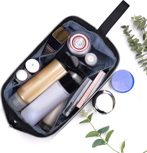 Travel Toiletry Bag for Men Women - Double Layer Waterproof Cosmetic Bag with Wet Dry Separation, Portable Shaving Dopp Kit Bathroom Hygiene Bags,...