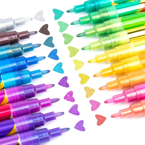 JR.WHITE Glitter Metallic Paint Pens: Sparkle Water-Based Marker Pen for Greeting Cards, Mugs, Wood, Art Drawing, Rock Painting, Posters, Albums, ...
