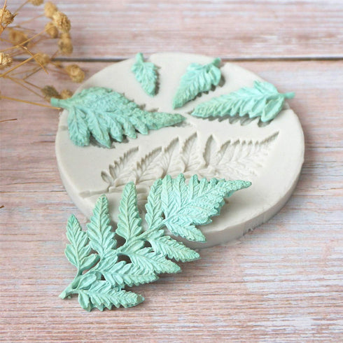 2PCS Succulent Fondant Mold Fern Leaf Fondant Mold Silicone Polymer Clay Molds Cake Decoration Molds Gumpaste 3D Silicone Molds for Cupcakes, Choc...