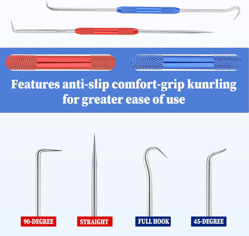 2 Pcs Metal Scribe Tool Double Pointed Scriber Hook and Pick Set Mechanic Pick Set Metal Scribe for Welding Marking Pen 45 Degree 90 Degree Scribe...