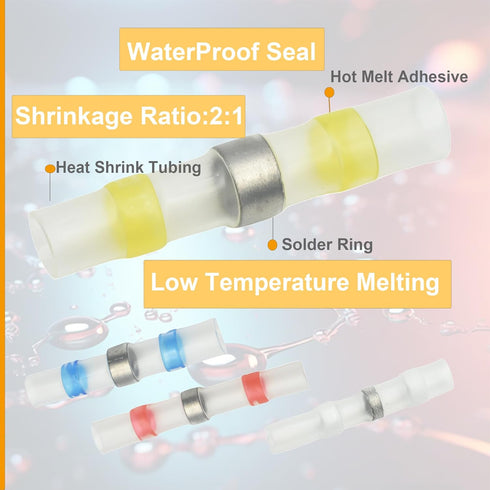 150pcs Solder Seal Wire Connectors 100pcs Heat-Shrinkable Tubes? Heat Shrink Connectors Waterproof and Insulated Electrical Wire Terminals...
